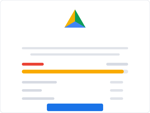 Simplified preview of the Google Drive storage full phishing simulation email