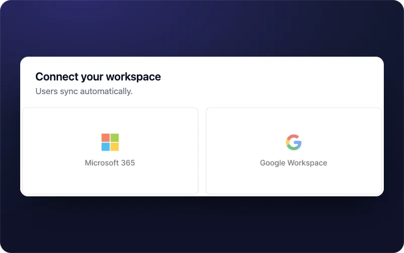 Choosing Microsoft 365 or Google Workspace to connect
