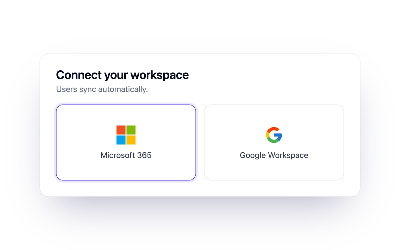 Choosing Microsoft 365 or Google Workspace to connect