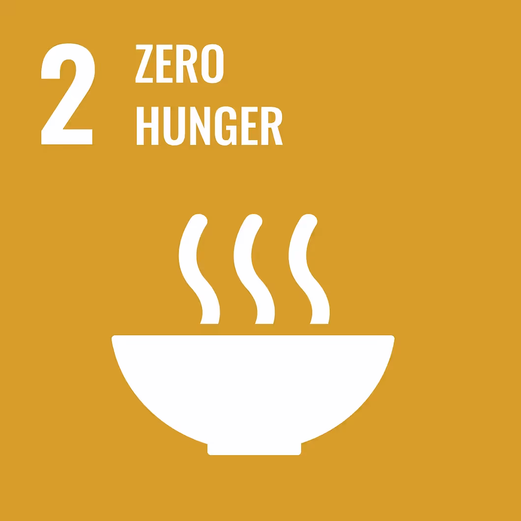 UN Sustainable Development Goal 2: Zero Hunger with steaming bowl icon