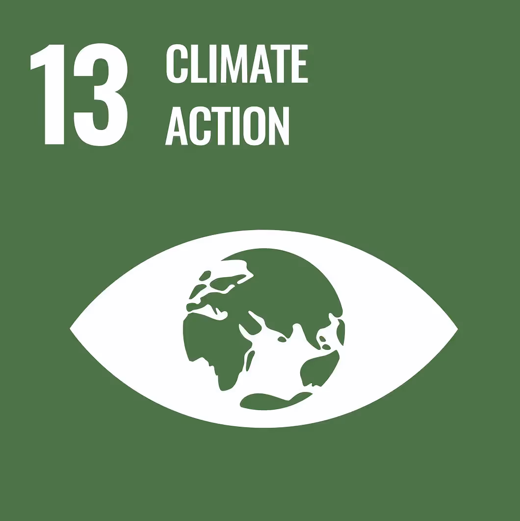 Eye-shaped globe icon representing climate action on green background