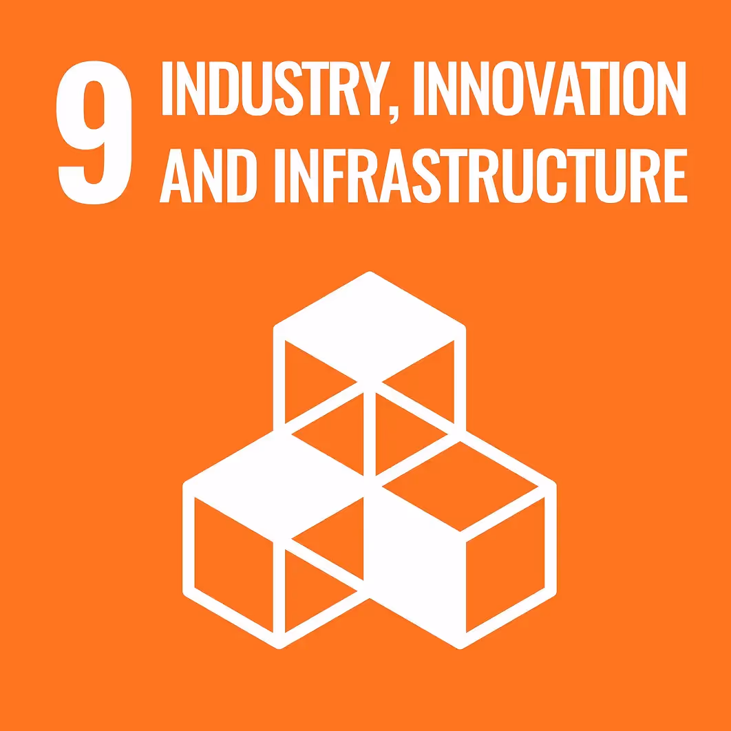 Graphic of white geometric cubes on orange background representing industry innovation