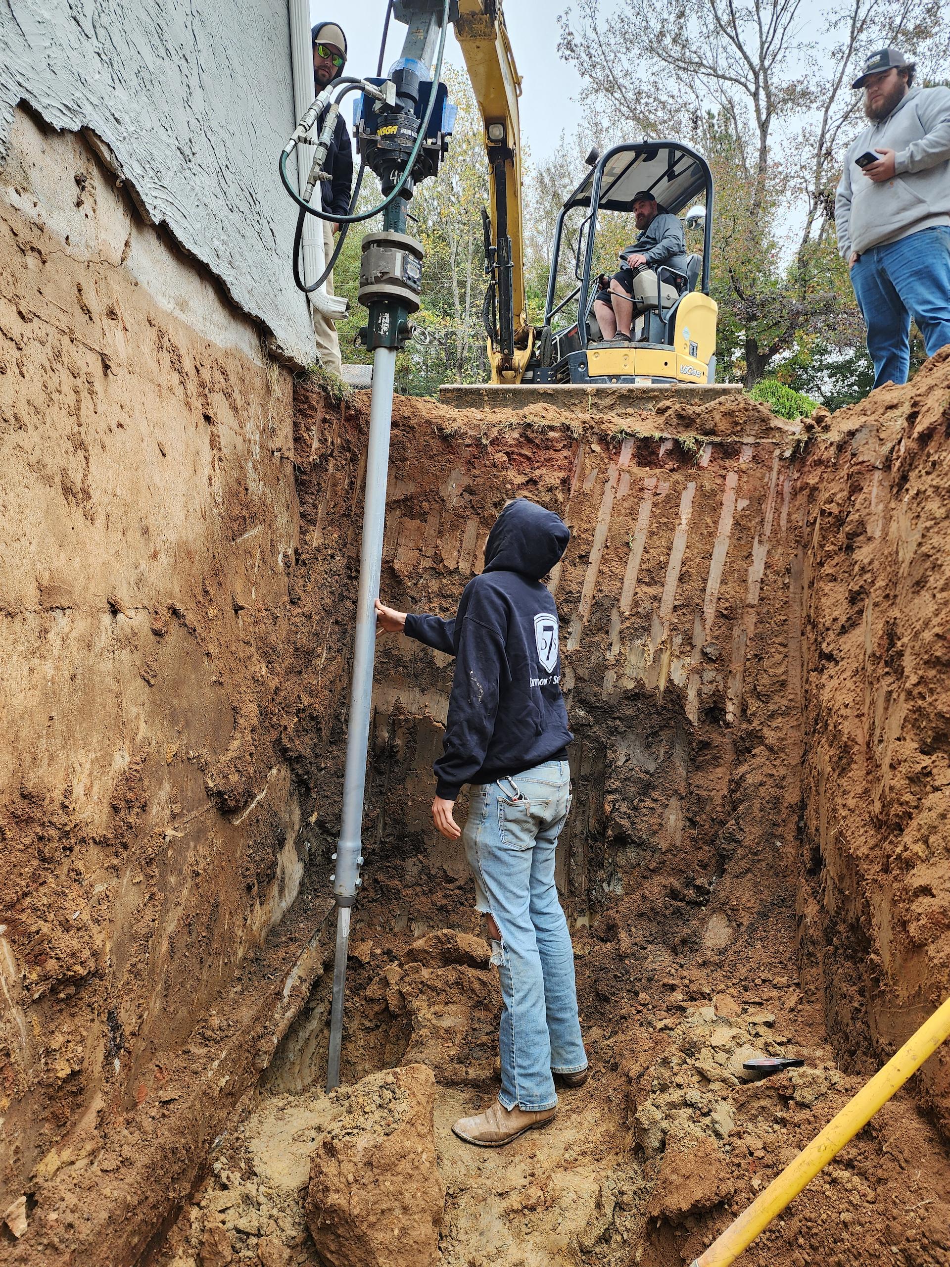 Foundation repair stabilizing cracked walls