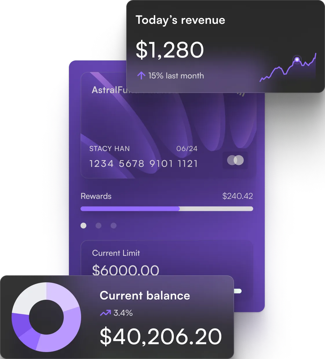 Hero image showcasing an intuitive bank account management interface with credit card details.