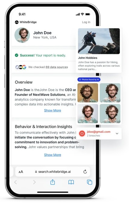 An app that helps you find information about individuals - Whitebridge