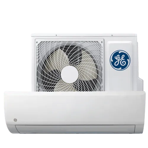 a white air conditioner with a fan