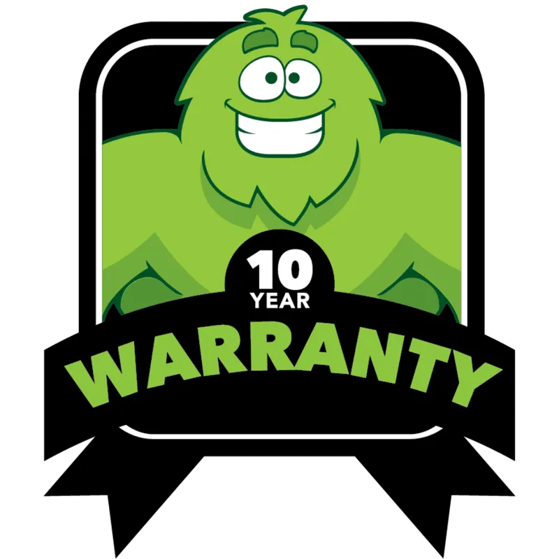 a green cartoon character with white text