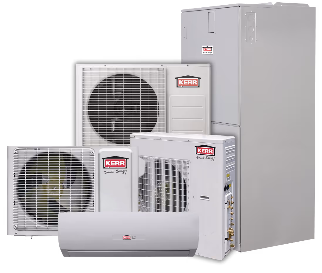 a group of air conditioning units