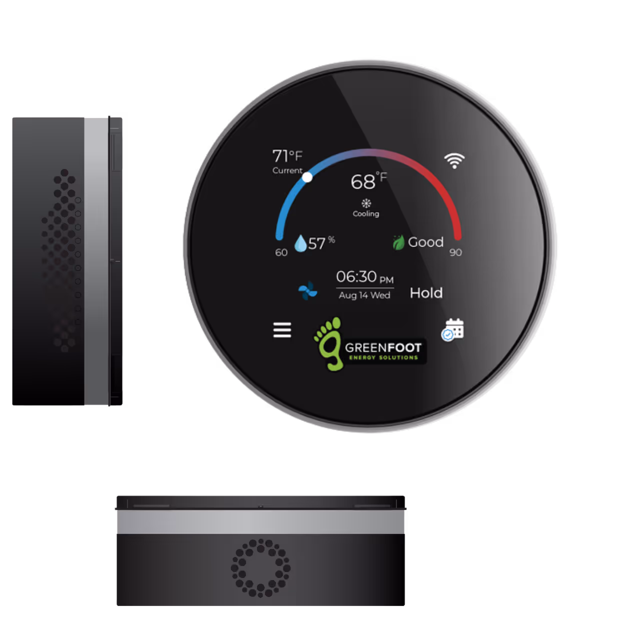 a black device with a screen showing the temperature
