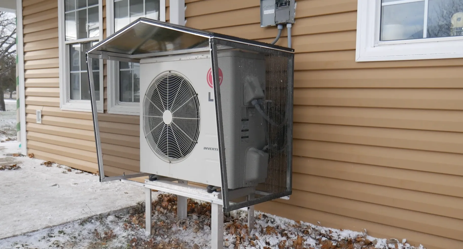 an air conditioner outside of a house