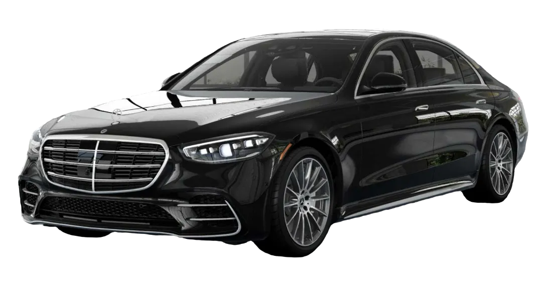 Une Mercedes Classe S, symbole de luxe et de confort, utilisée pour les services de chauffeur privé à Cannes.