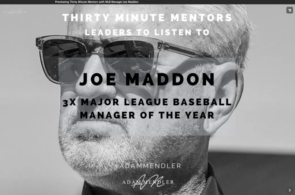 A screenshot of the course title page for an interview with MLB's Joe Haddon