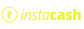 InstaCash logo with a rupee symbol in a circle followed by the text instacash in yellow on a black background.