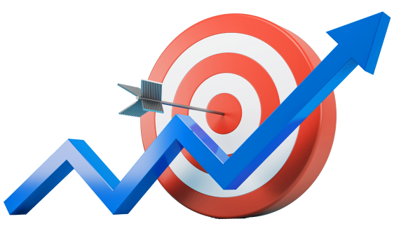 SalarySe financial growth illustration – upward arrow hitting target, symbolizing salary savings, investments, and wealth goals.