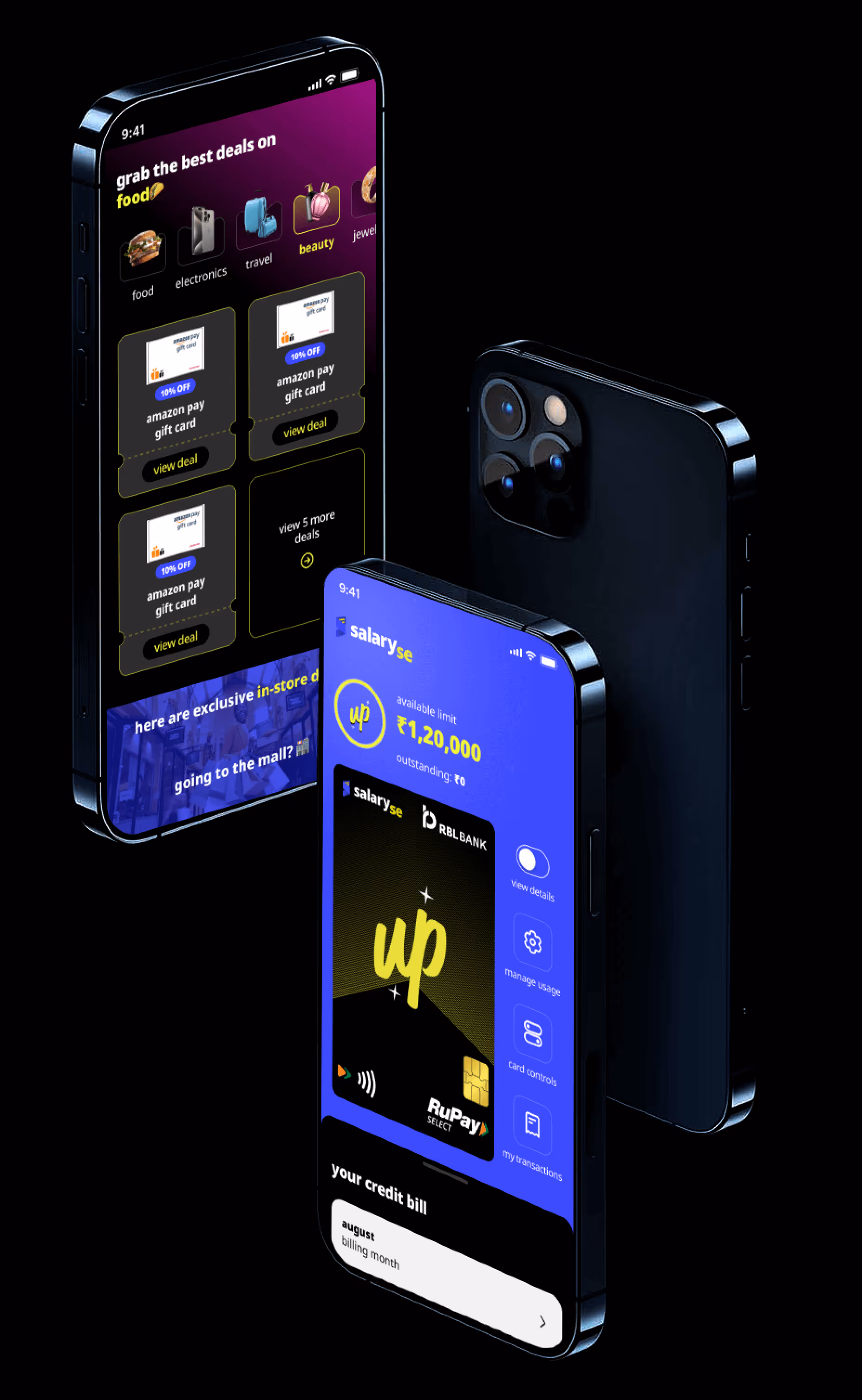 Salaryse Application screens in iphone mockup 
