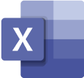 Microsoft Excel application icon with overlapping blue squares and white X.
