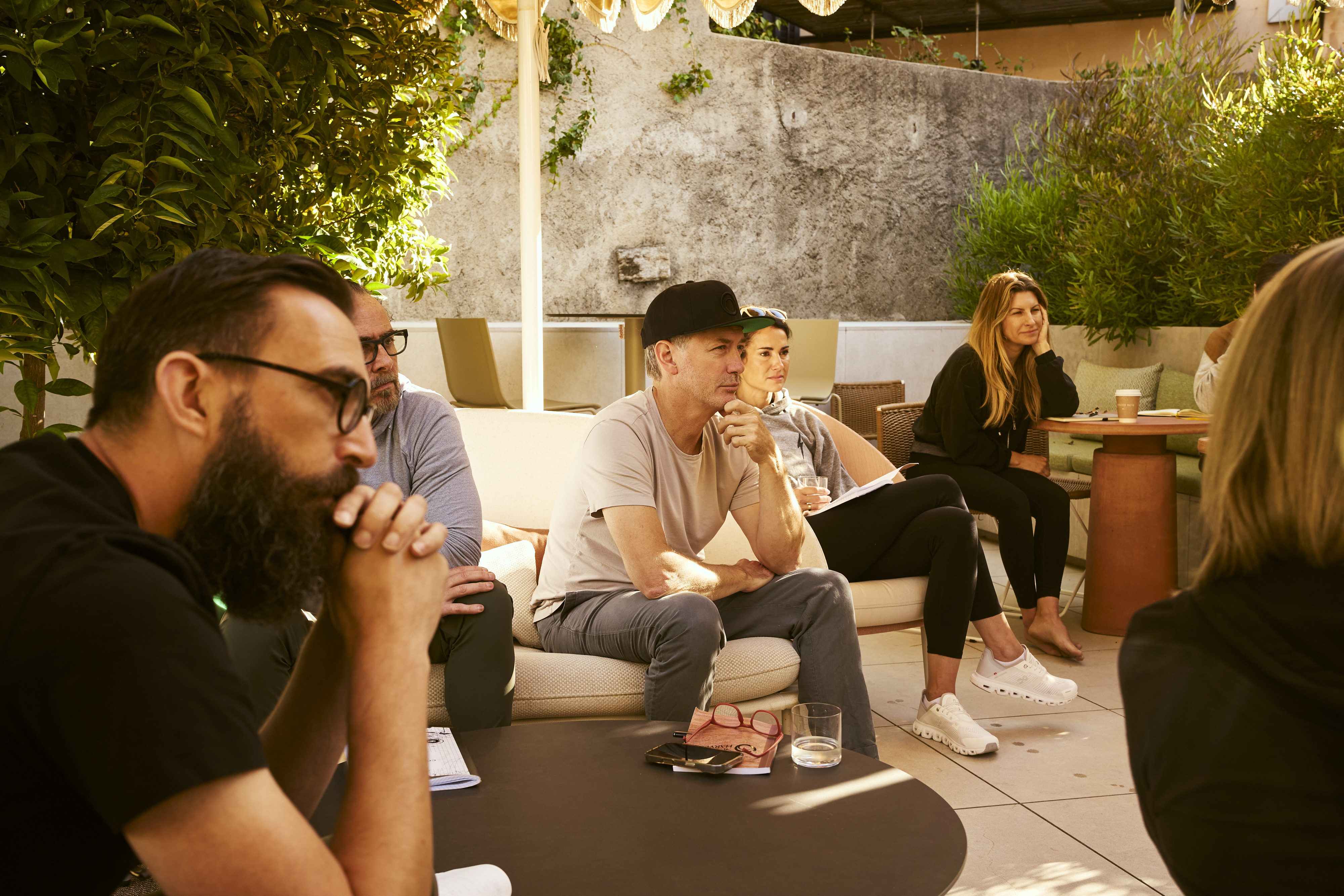 view of retreat garden from inside barn