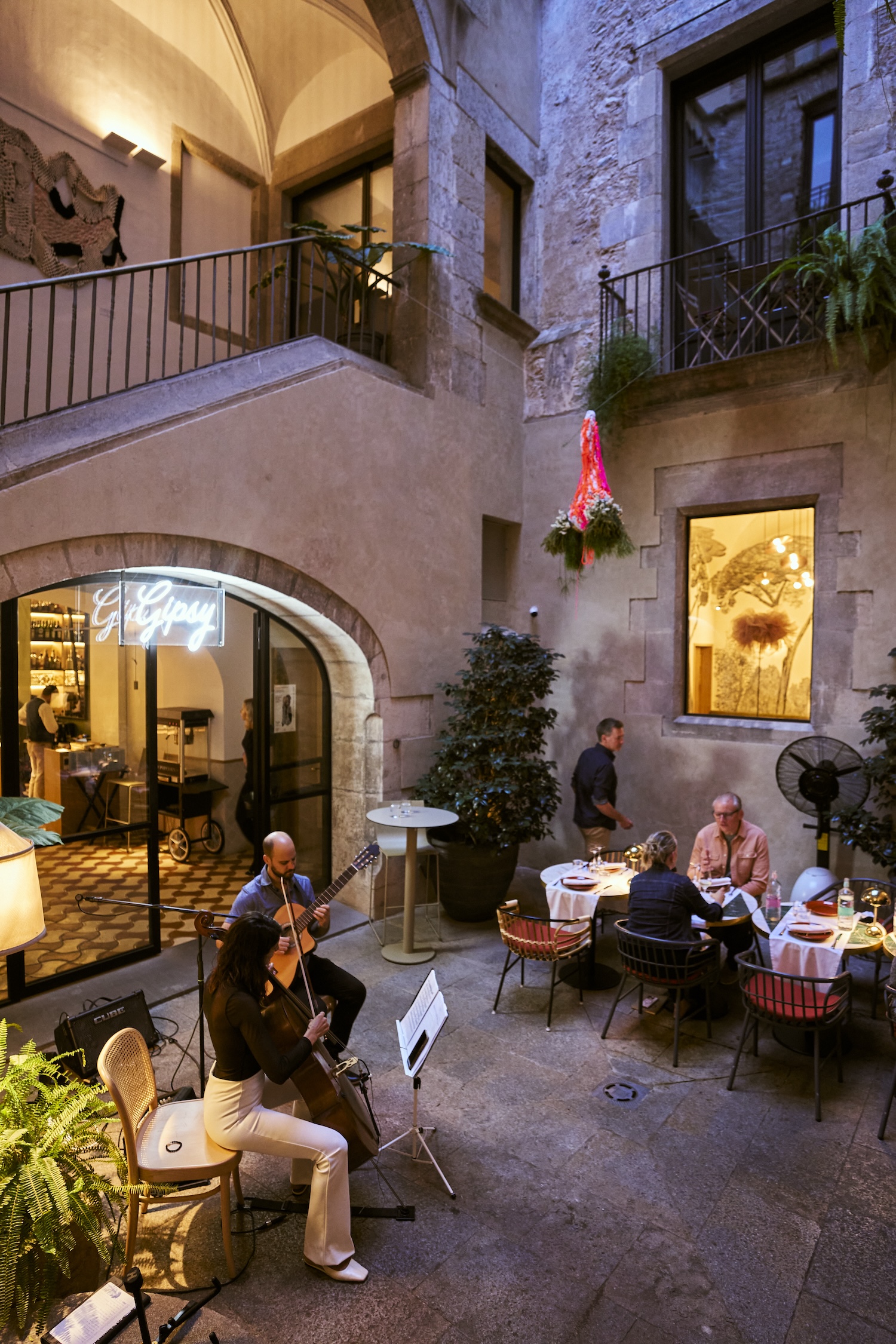 view of retreat garden from inside barn