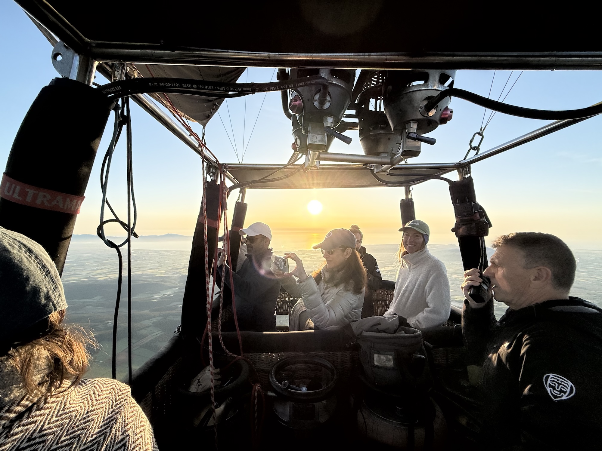 Sunrise hot-air balloon flight above the Catalan countryside