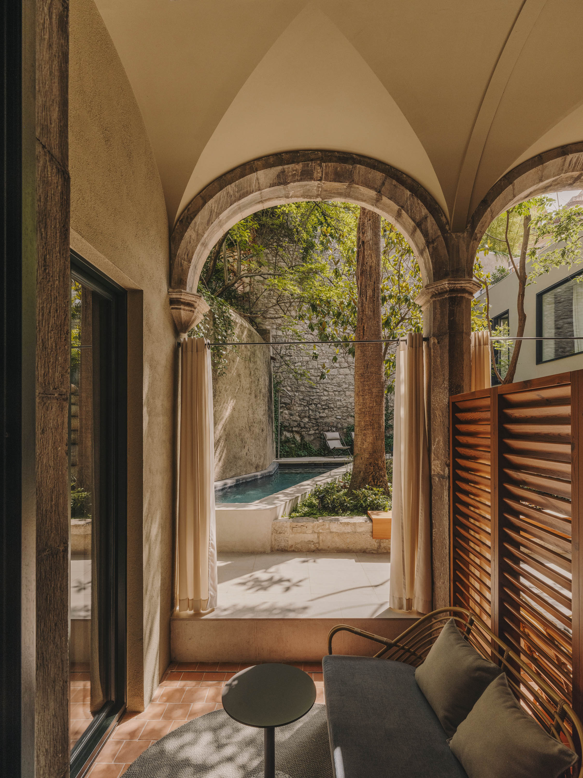 Arched loggia looking through to the courtyard