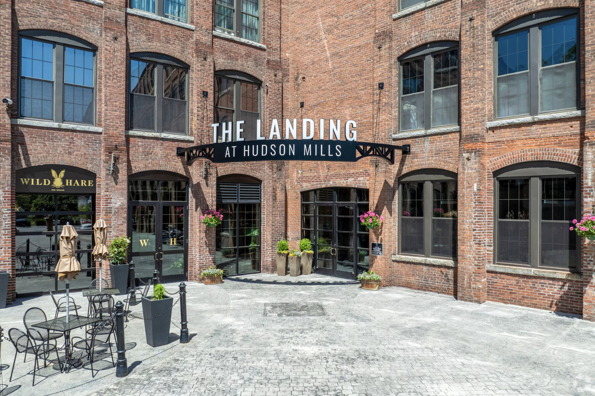 The Landing at Hudson Mills, a restored brick mill building