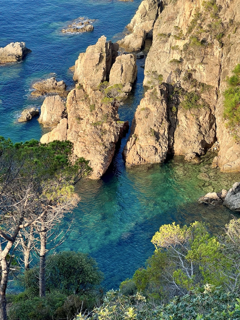 Turquoise water in a rocky cove on the Costa Brava