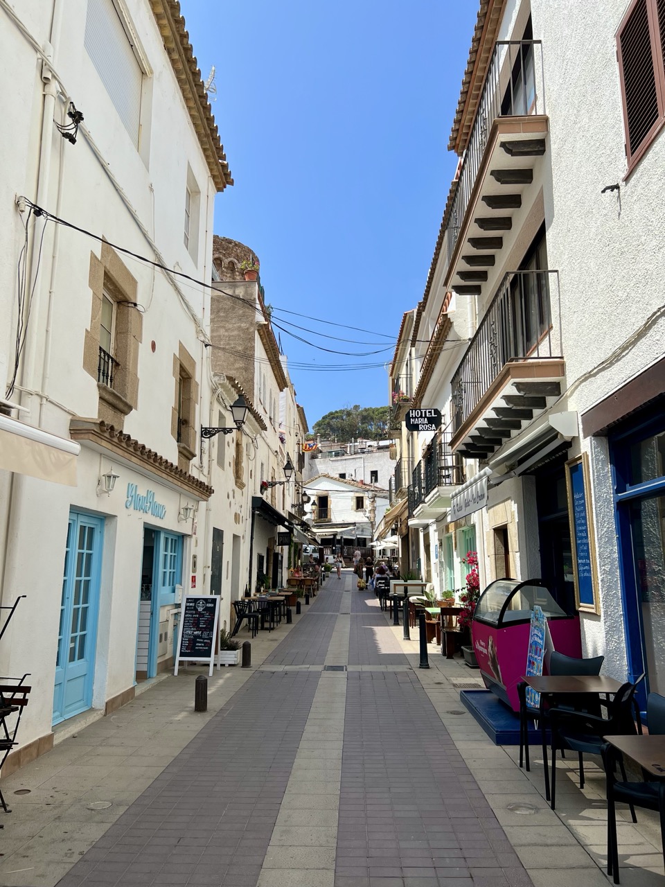 A narrow whitewashed street in the old town