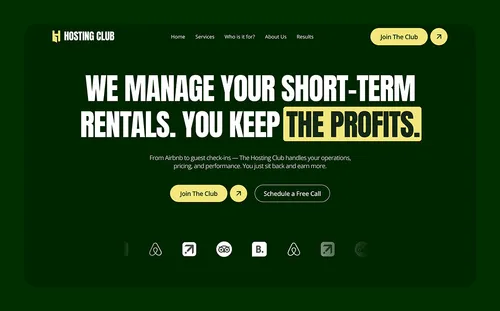 Hosting Club - Website project for short-term rentals