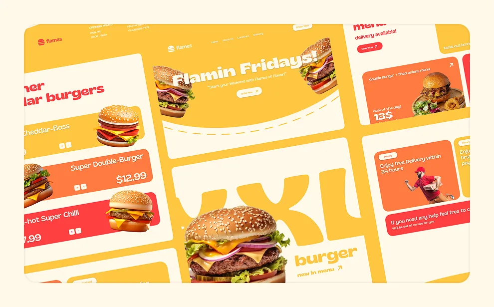 Flames fast food restaurant web design