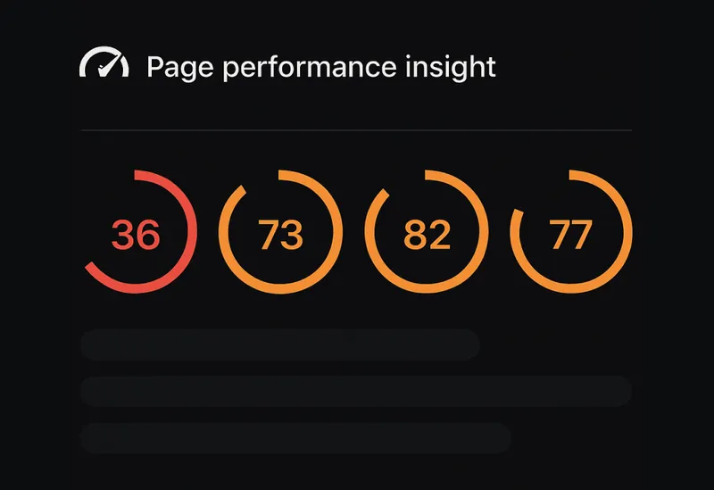 Website page performance insight – speed test results