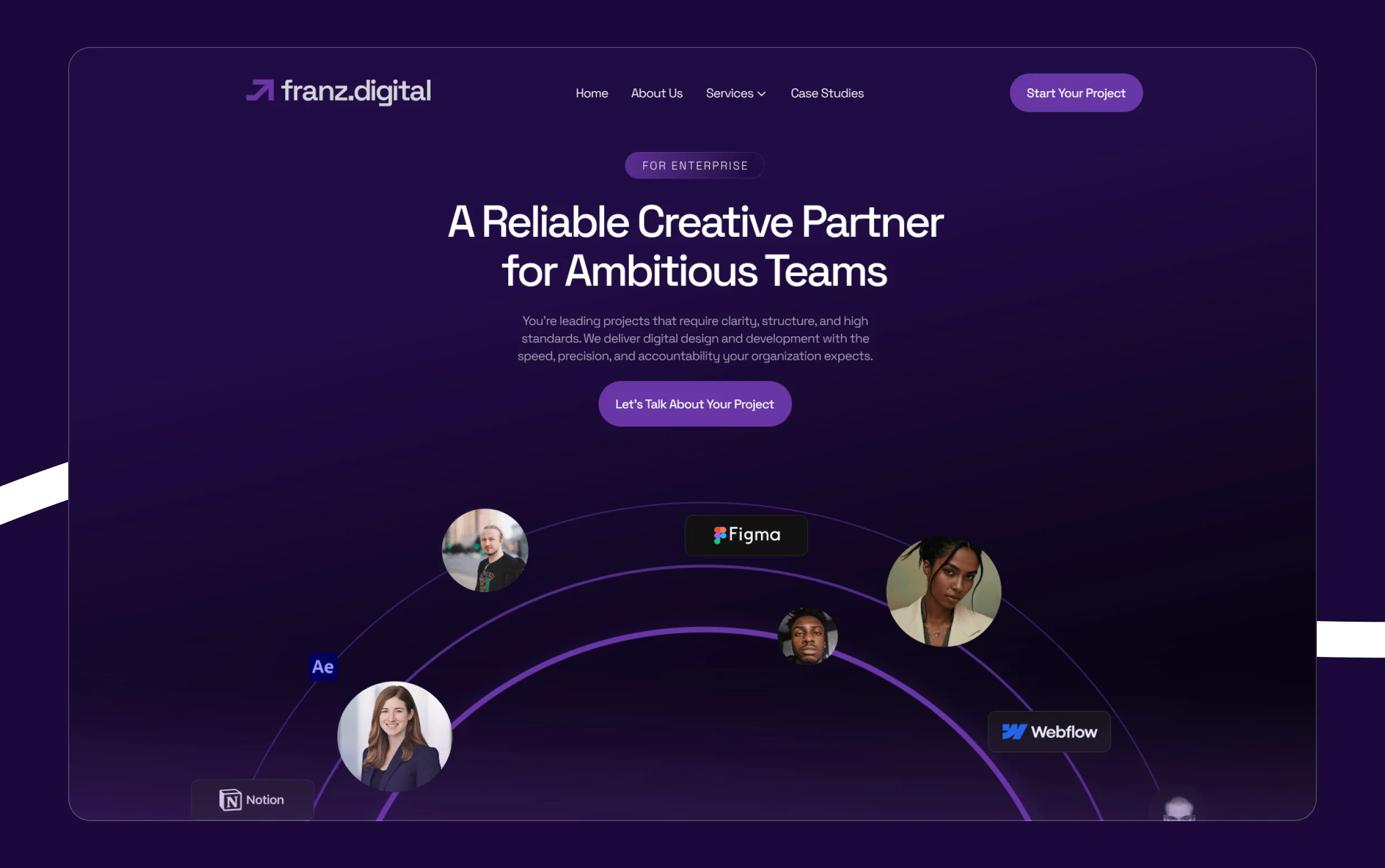 Franz Digital agency website – creative Webflow partner