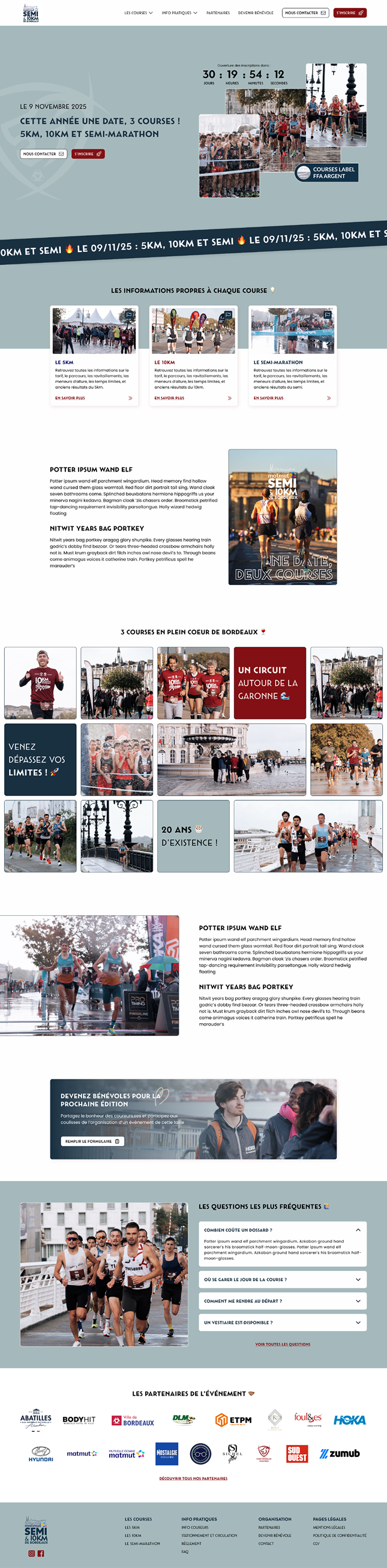 Aperçu de la homepage du site du semi et 10km de Bordeaux