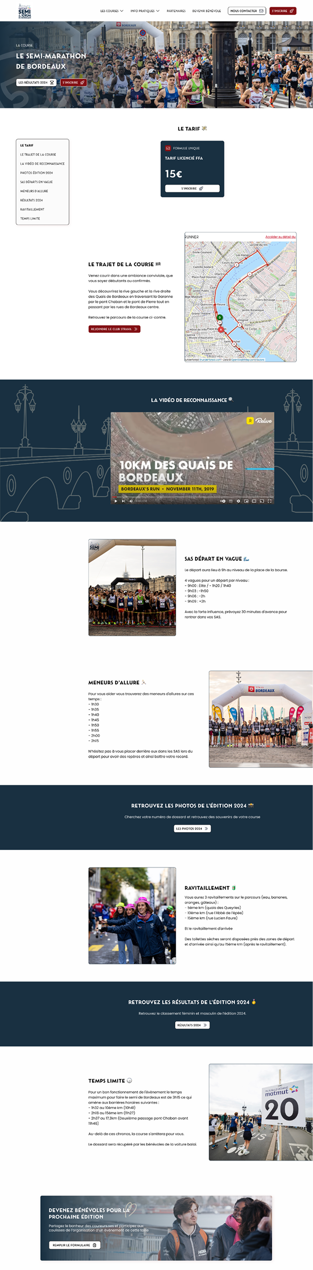 Aperçu de la page du semi marathon du site du semi et 10km de Bordeaux