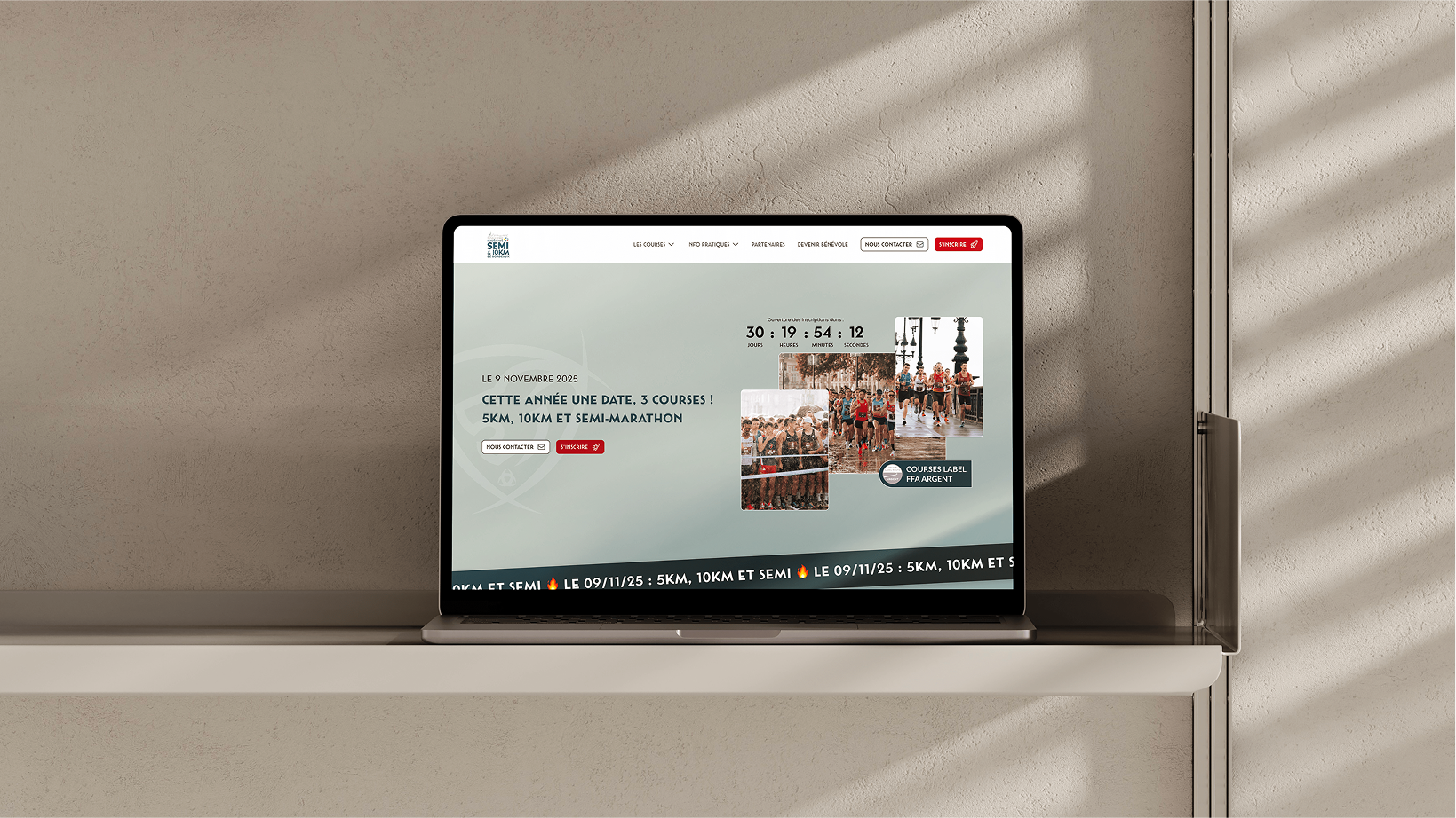 Mockup de la homepage du site du semi et 10km de Bordeaux