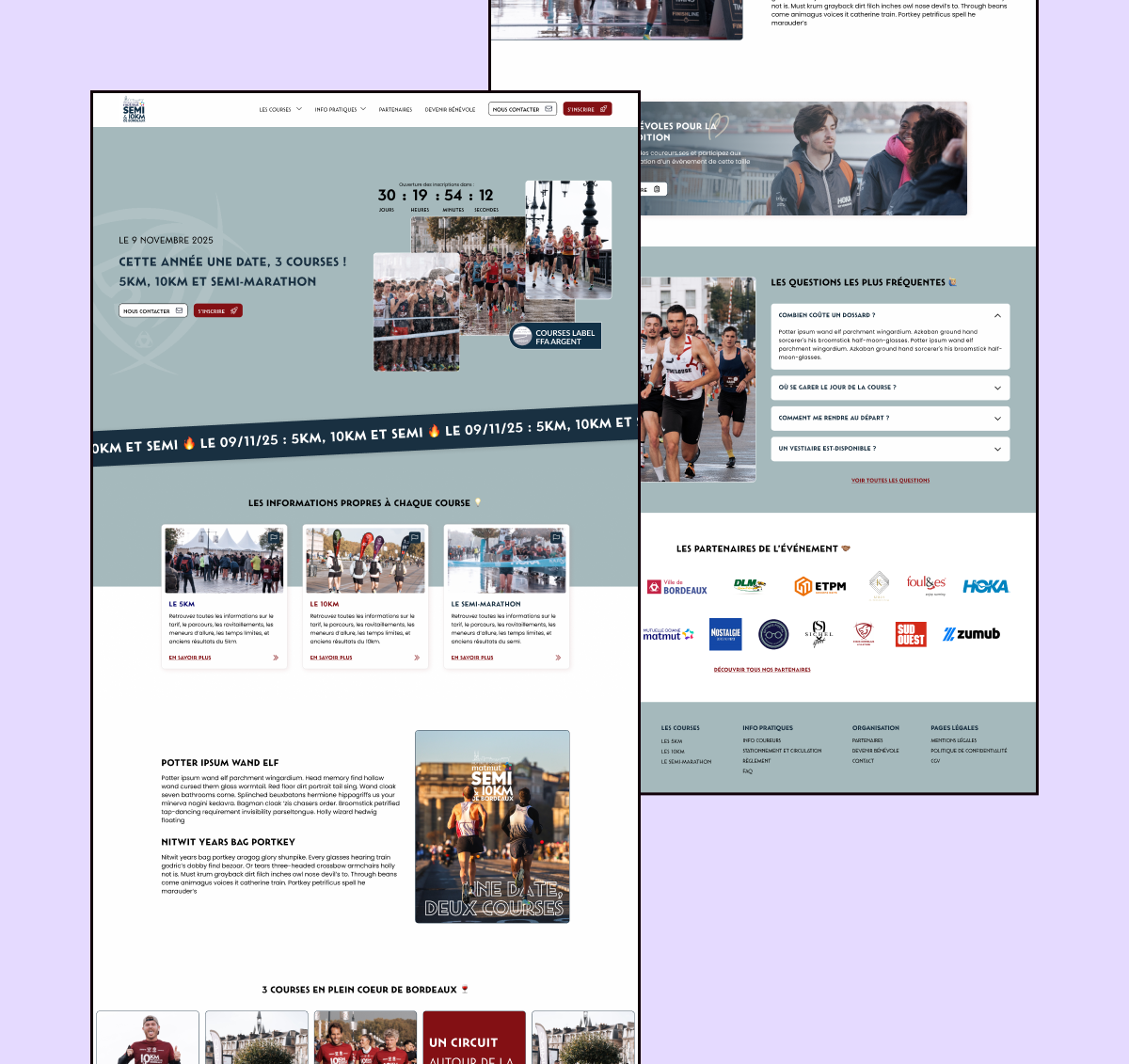 Aperçu de la homepage du site du semi et 10km de Bordeaux