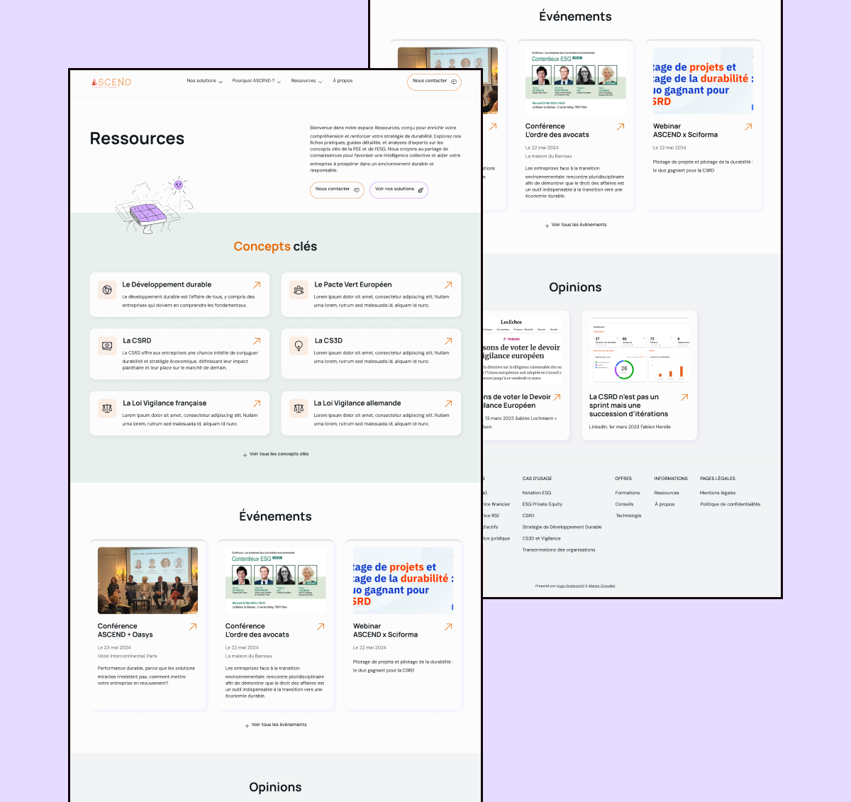 Aperçu de la page ressources du site d'Ascend