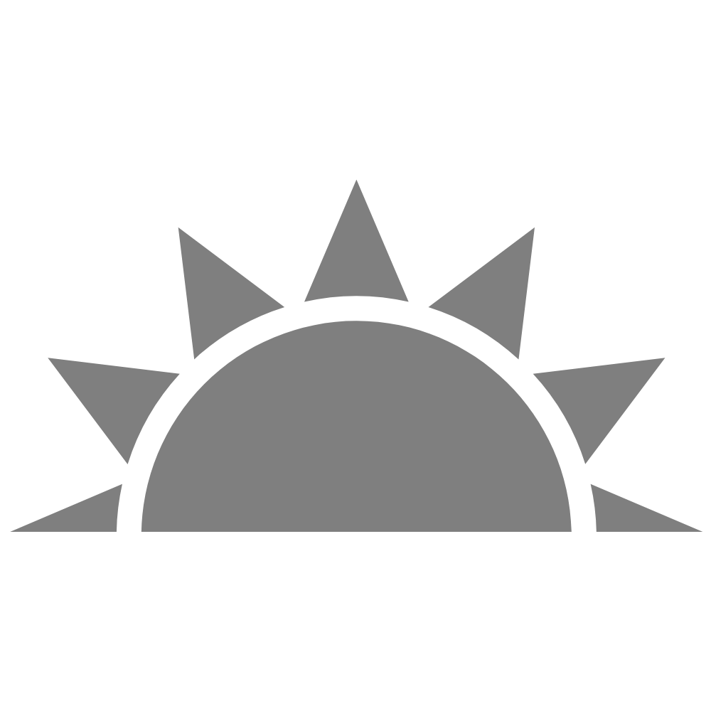 Ein einfaches Symbol einer Sonne, die halb hinter dem Horizont aufgeht.