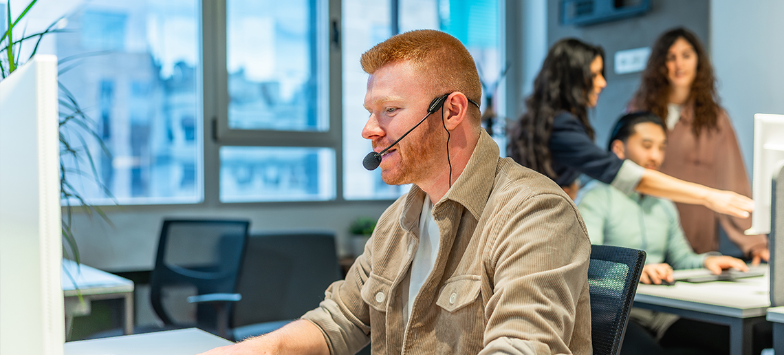 man working with calls