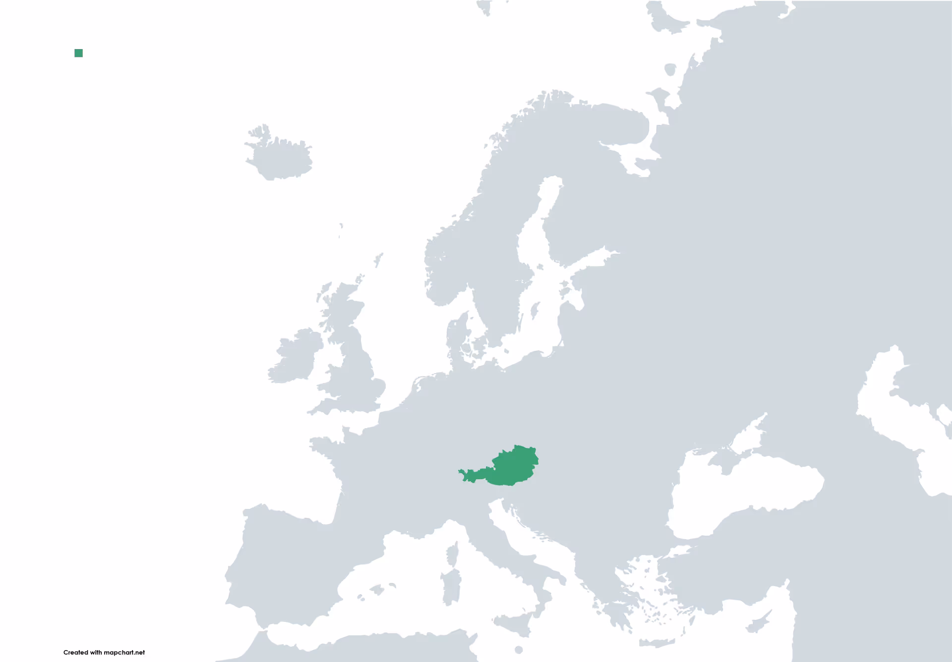A map of europe and austria is highlighted in green