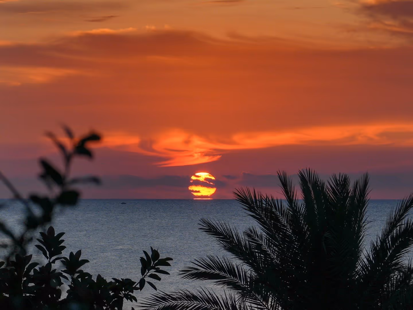 A beautiful cinematic sunset at sea