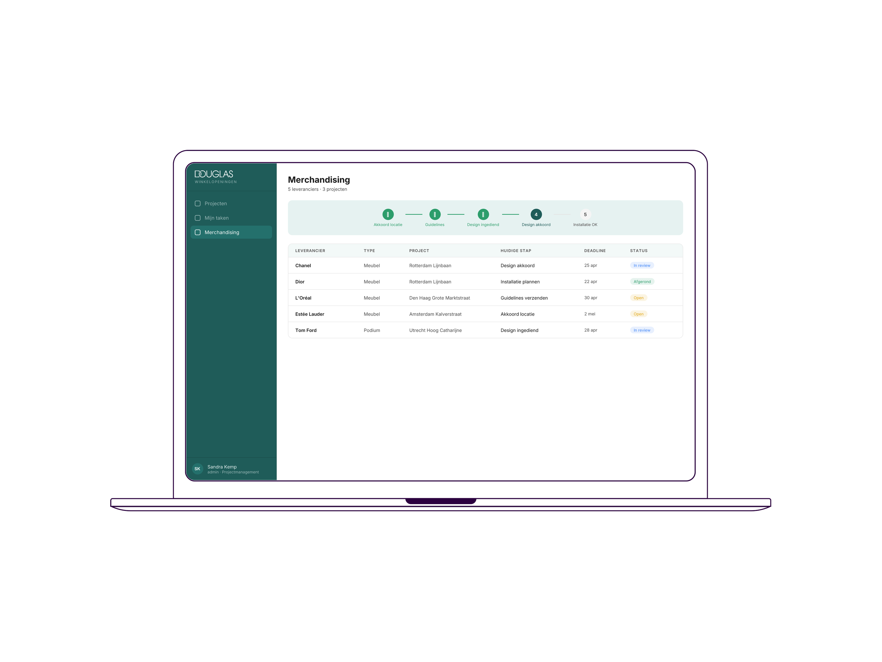 Douglas Winkelopening - Merchandising leveranciersportaal met goedkeuringsflow