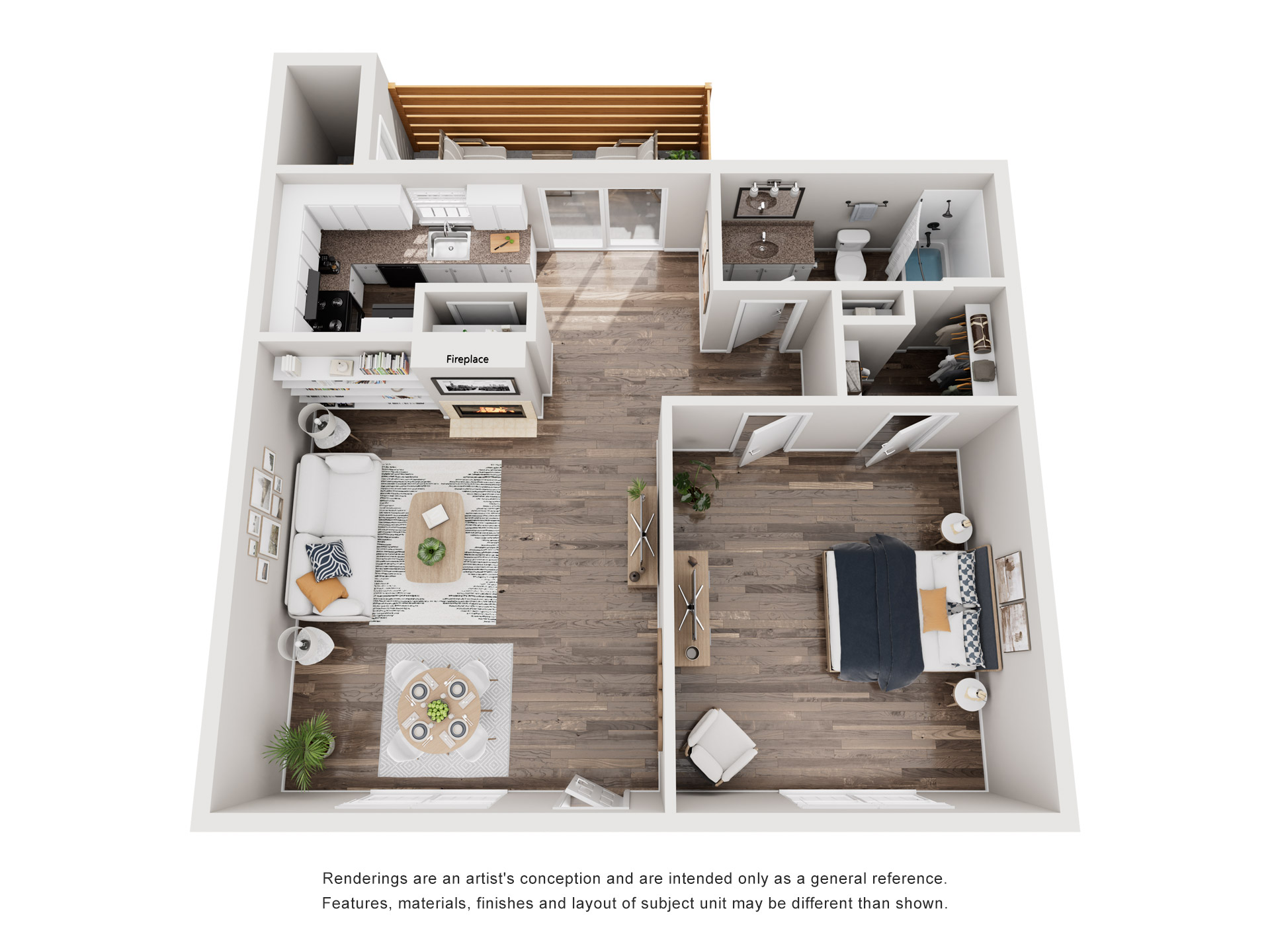 1 Bedroom + 1 Bath Floor plan