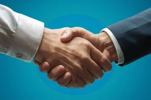 Two people shaking hands.