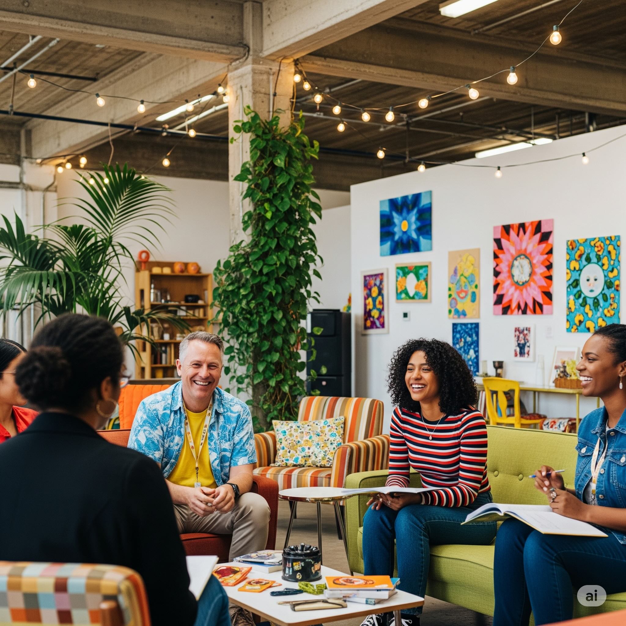Image of people socialising in an interesting space