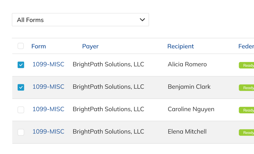 Screenshot of Adams Tax Forms Helper screen