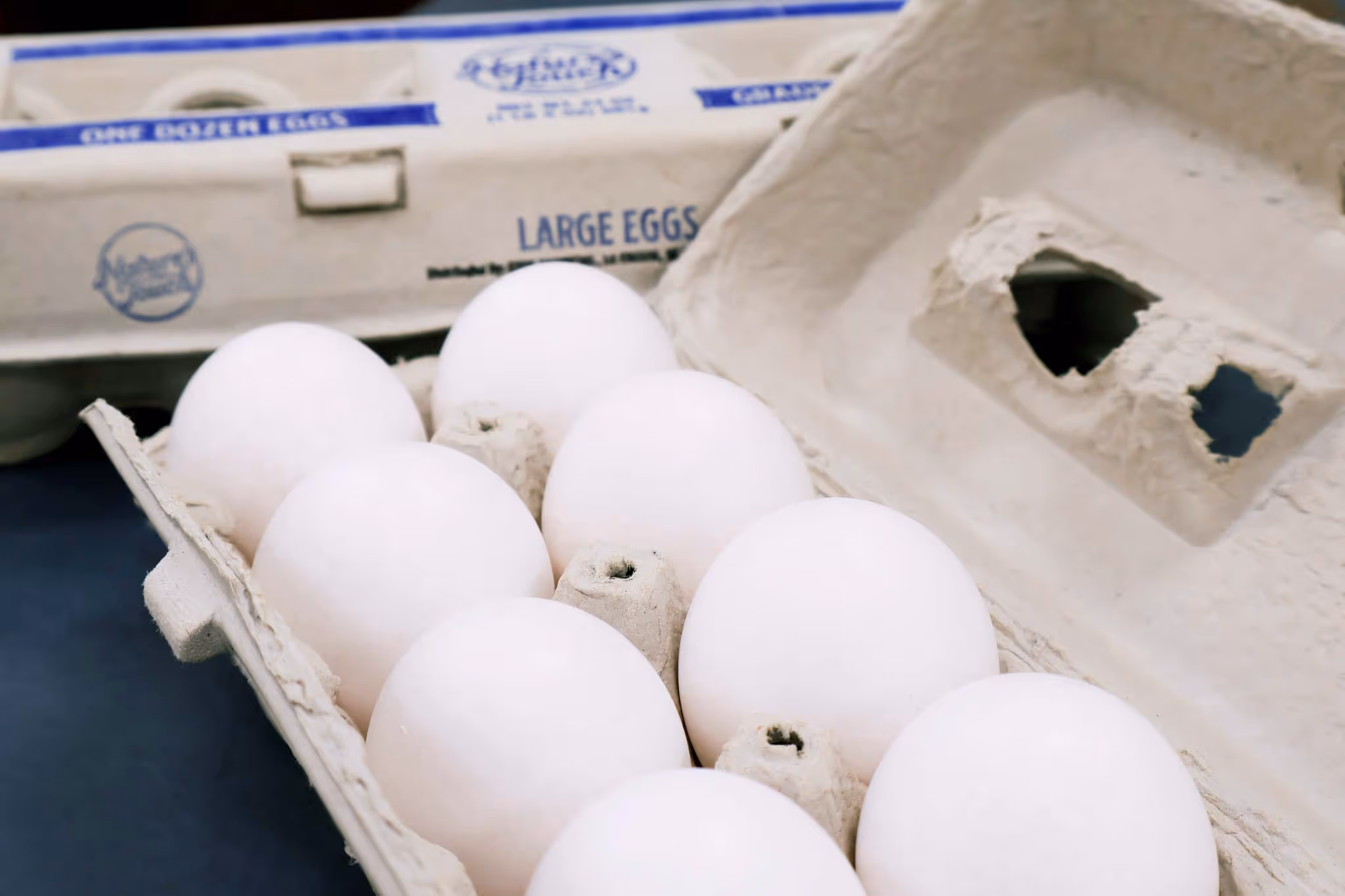 Fondy Food Pantry carton of eggs open on counter