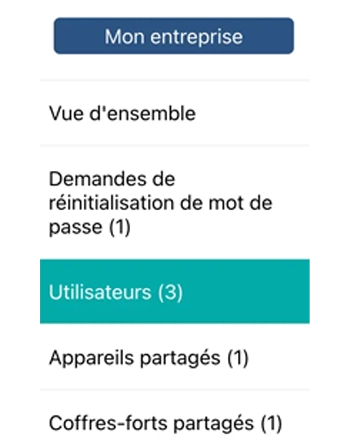 Gestionnaire de mots de passe UpSignOn pour MSP menu