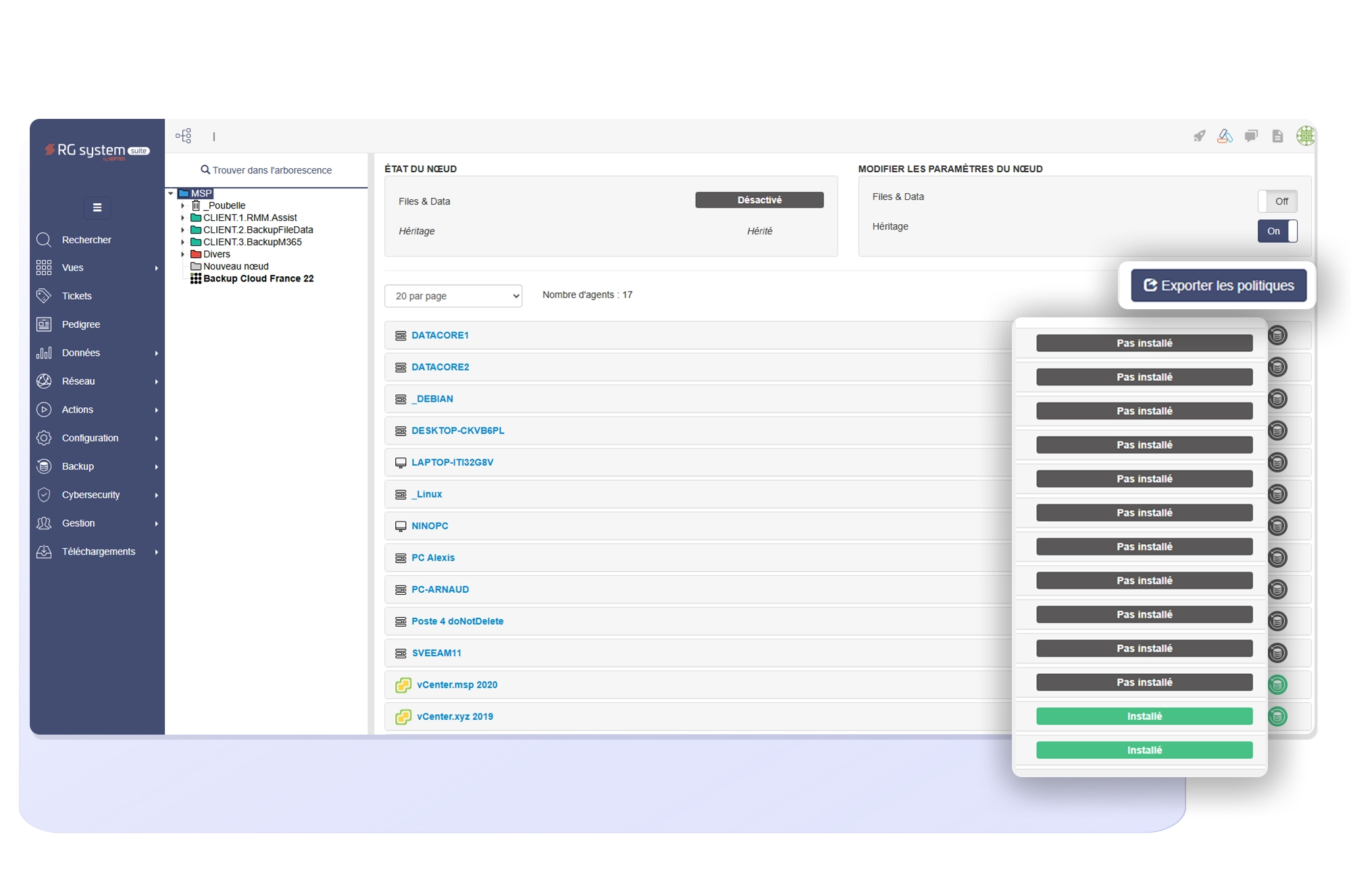 Supervision des politiques et des jobs de sauvegarde