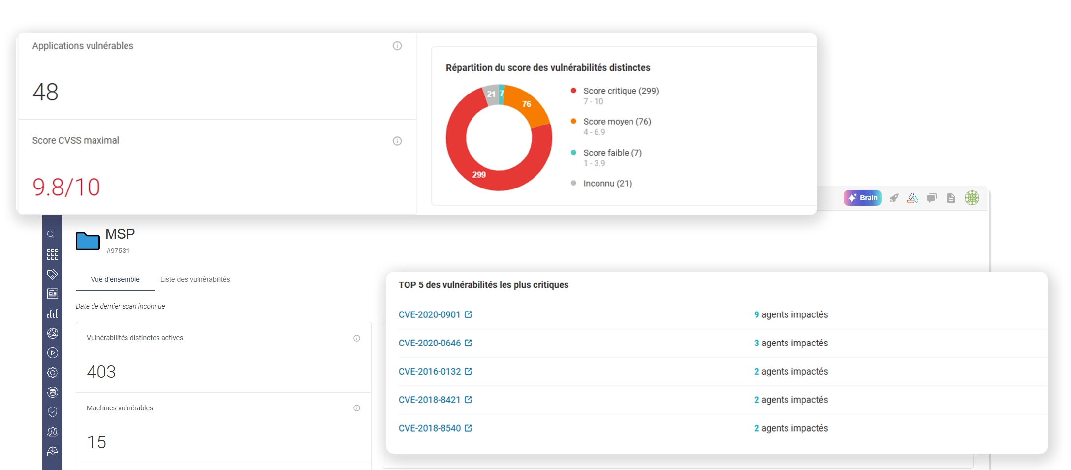 Synthèse gestion des vulnérabilités applicatives RG System Suite dashboard