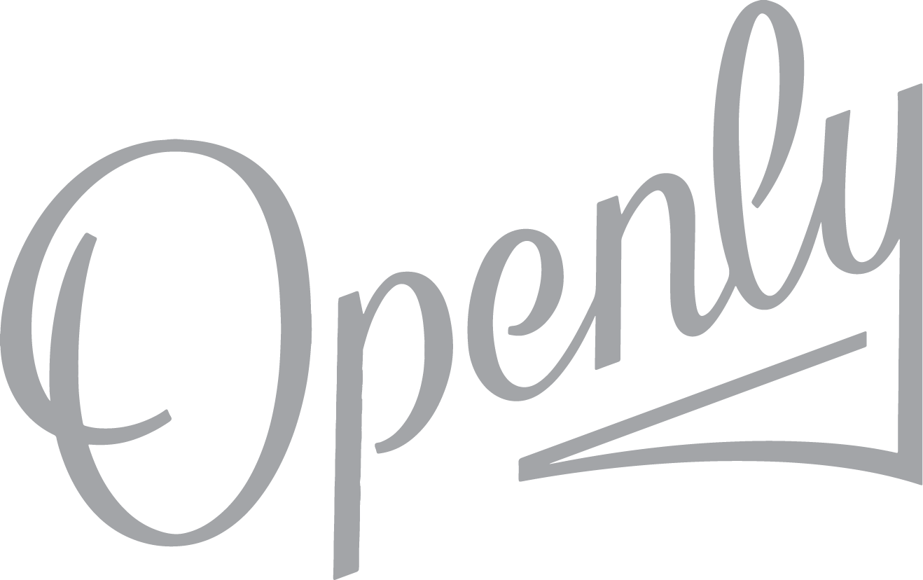 A logo with a stylized word Openly
